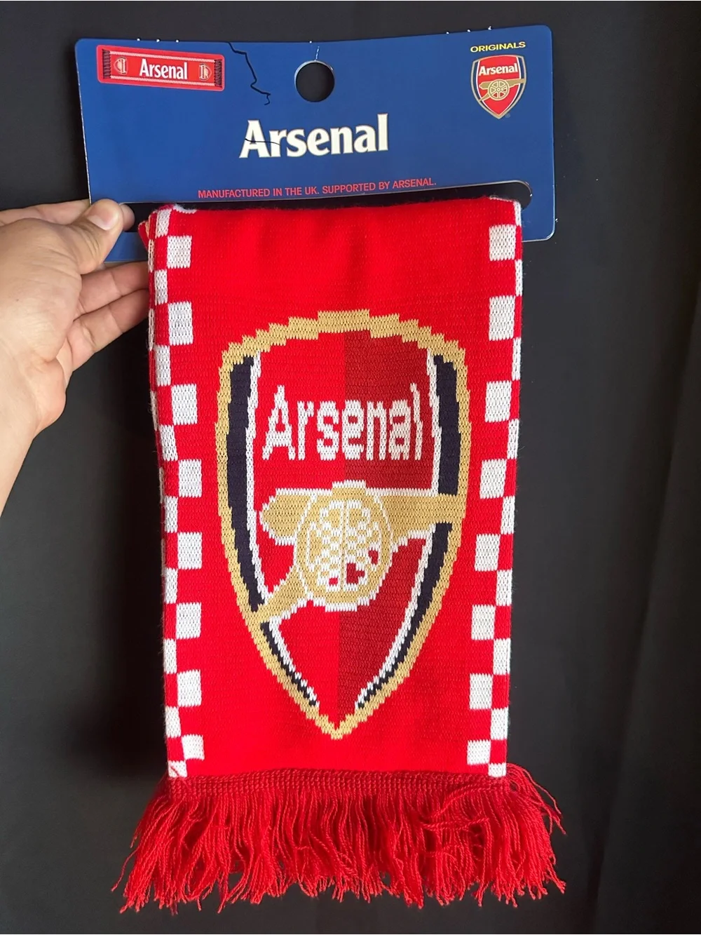 Arsenal Red Crest Scarf - Manufactured in the UK.